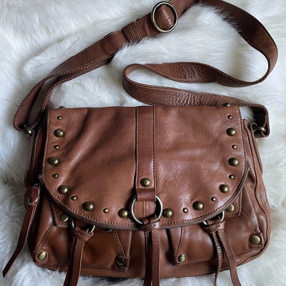 Lucky Brand Brown Leather Boho Shoulder Crossbody Bag with Tassels - Picture 2 of 16